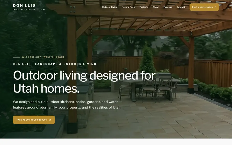 The home page of donluislandscape.com.