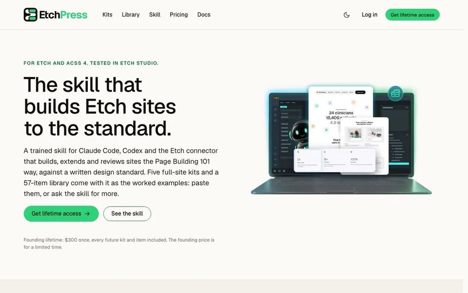 The home page of etchpress.com.